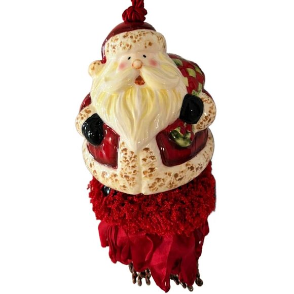 Christmas Santa Hanging Tassel 3 Tier tray Cabinet door, Ornament signed - Picture 1 of 2